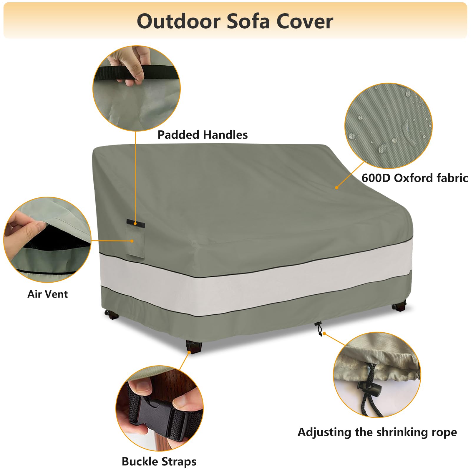 Aacabo cover on bench with dimensions for correct size fit