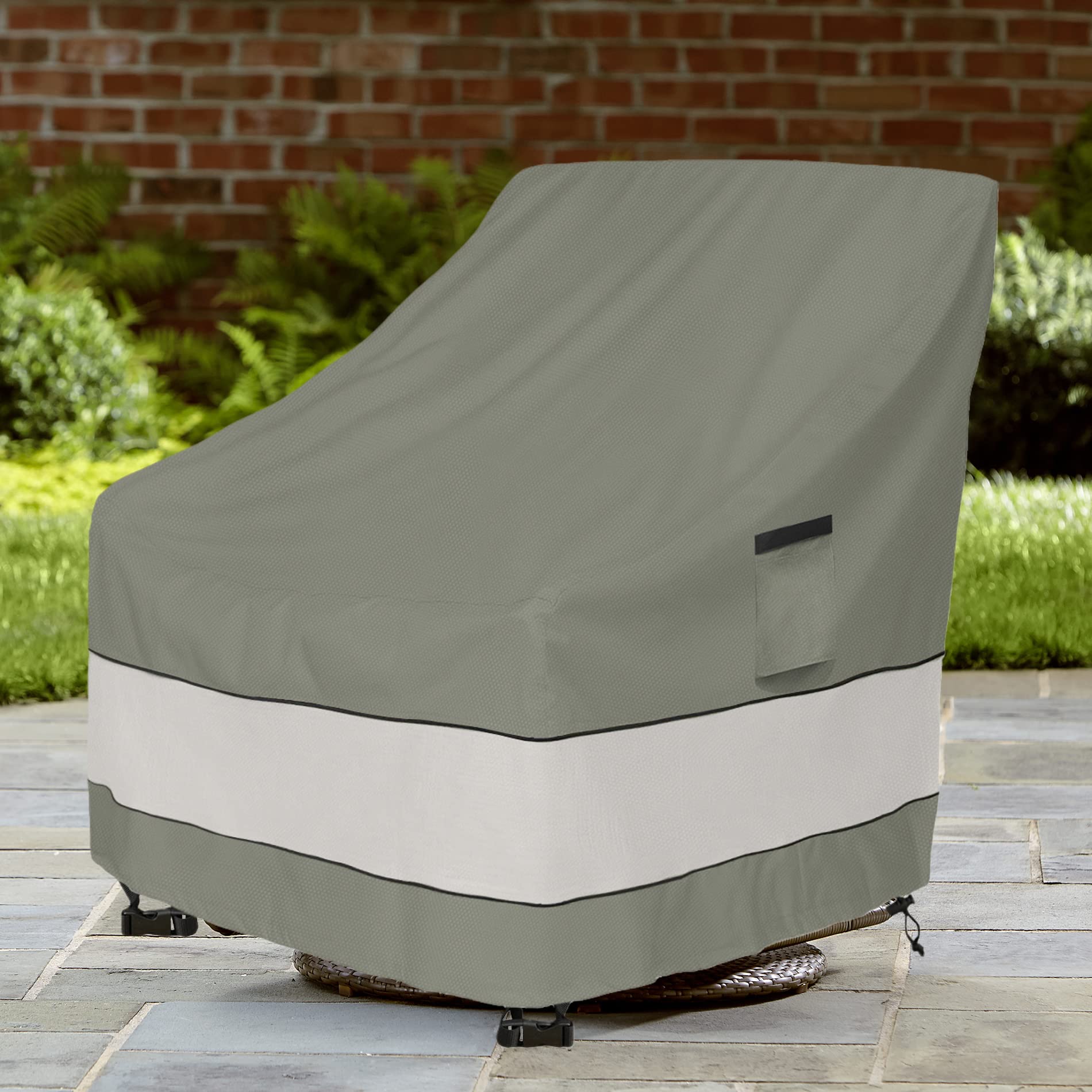 Aacabo cover on patio scene blending in and protecting outdoor chairs