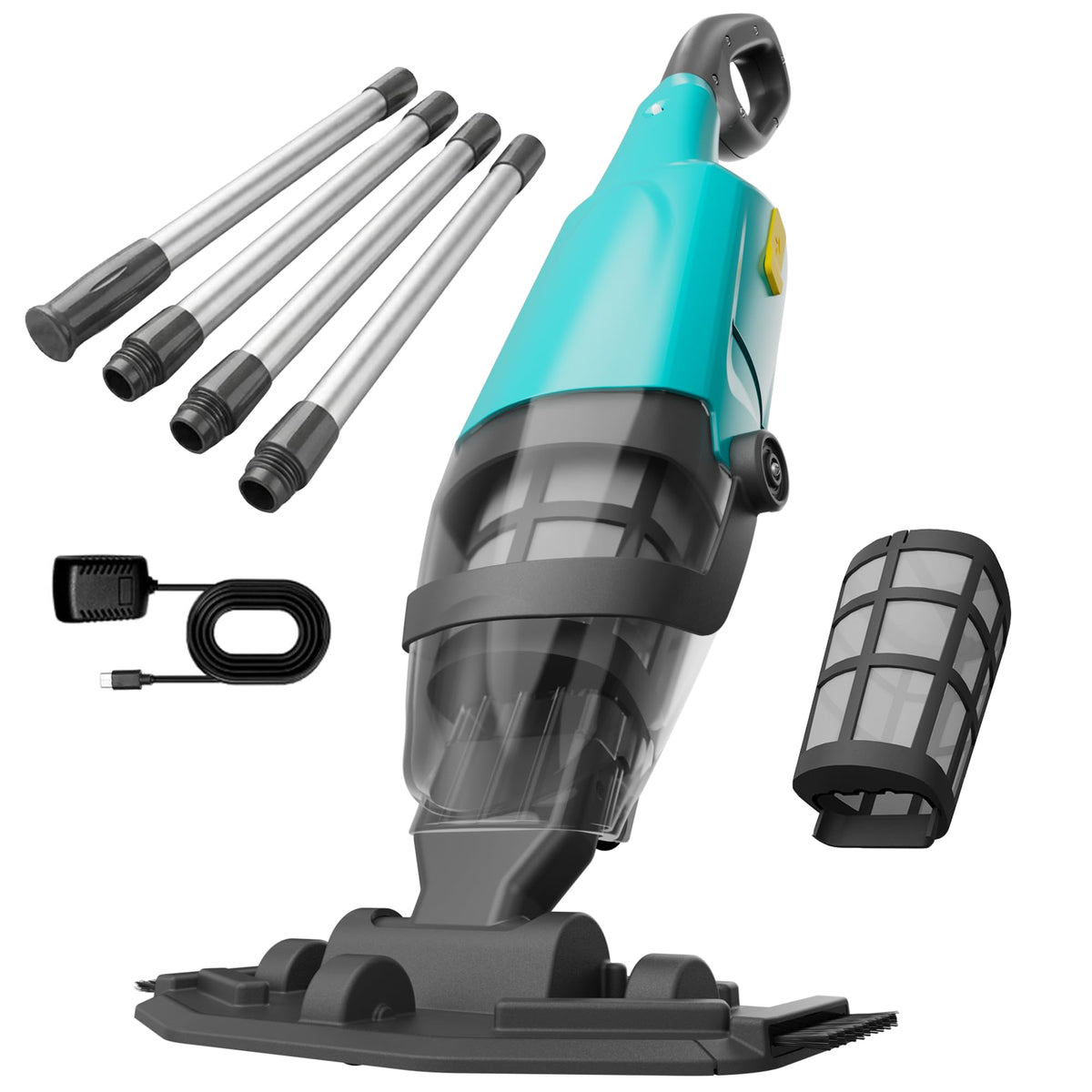 aaculpet front view showing compact cordless vacuum and easy handling