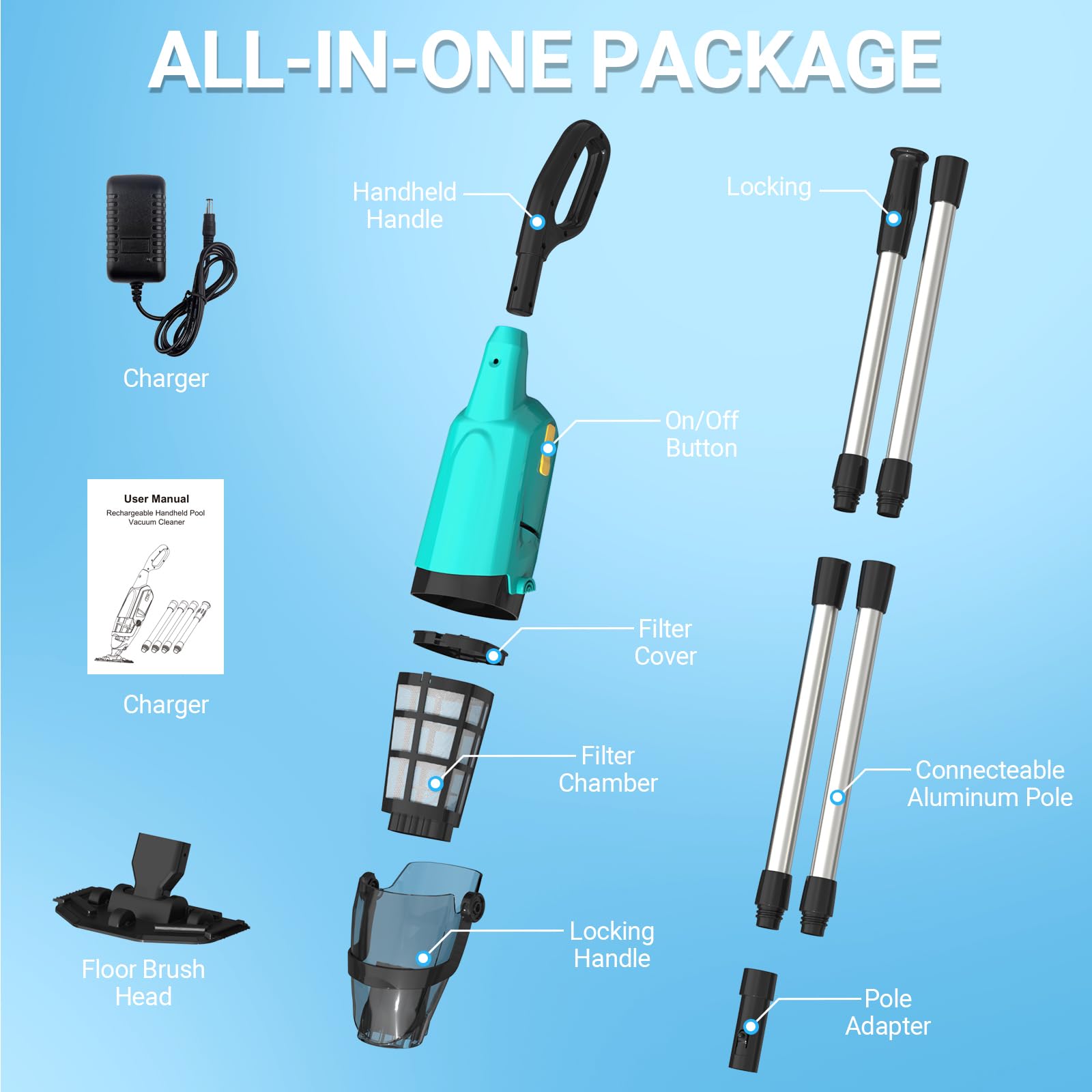 aaculpet lifestyle shot cleaning backyard pool for convenient maintenance