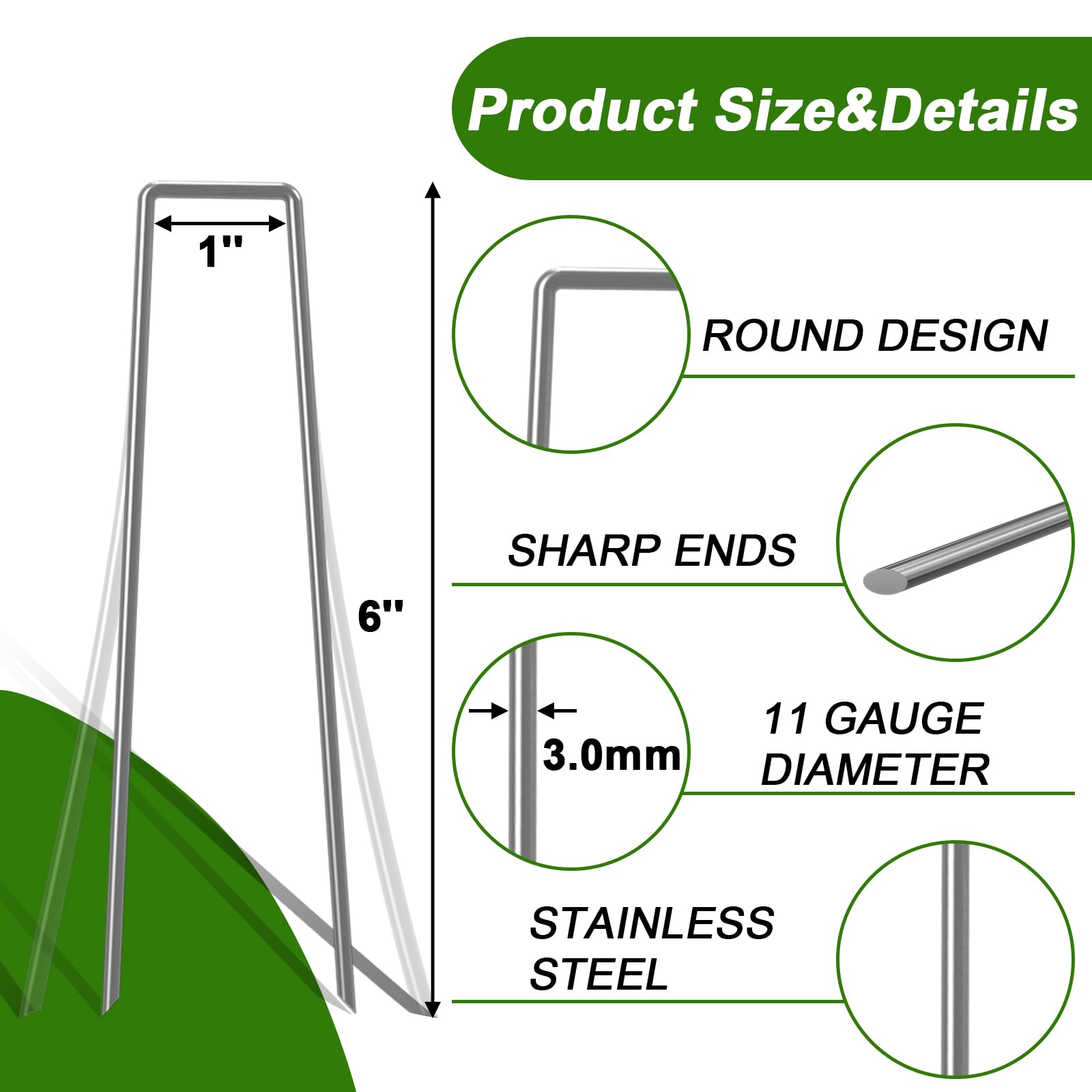 AAGUT close-up of sharp beveled tip for easy soil penetration and fast installation