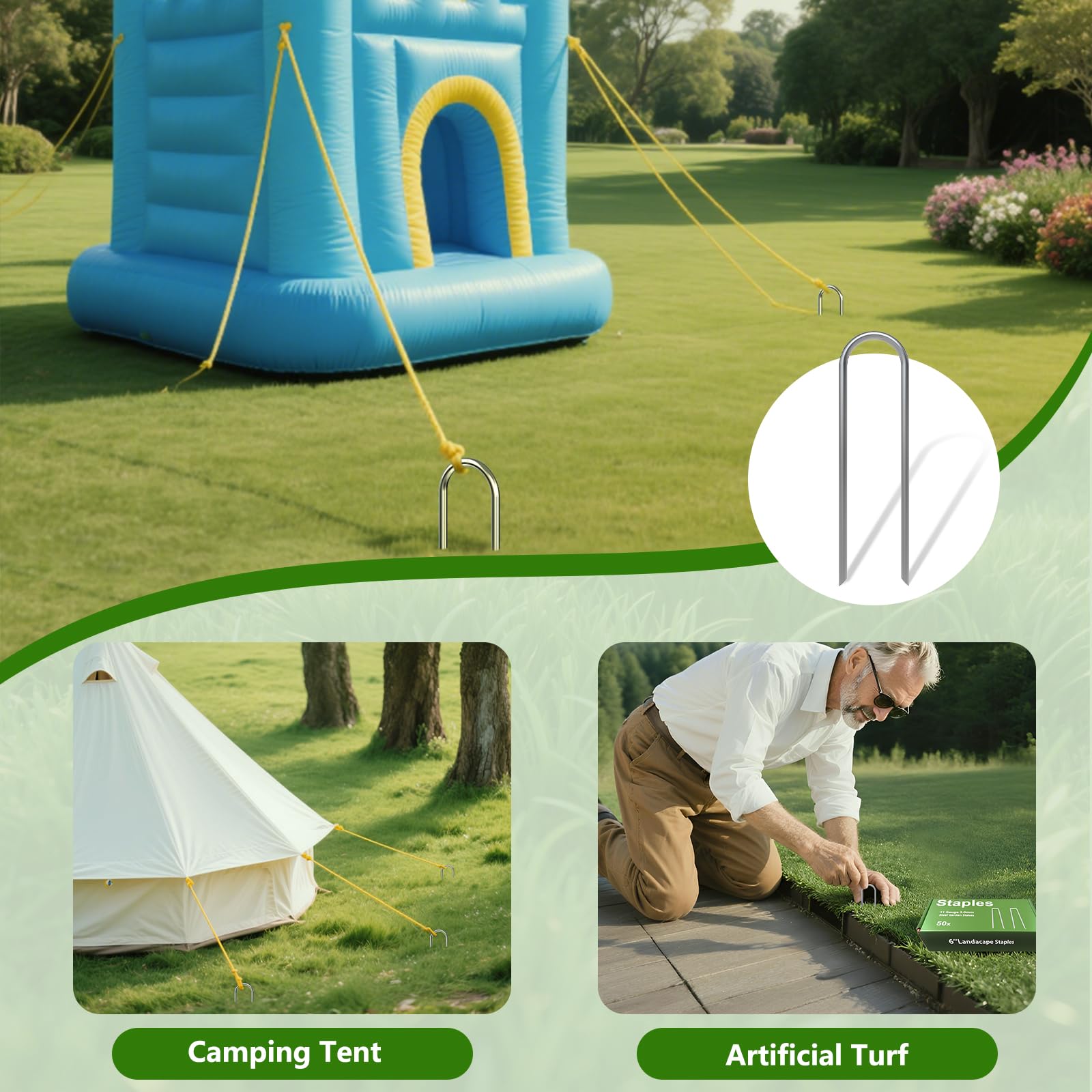 AAGUT stakes used in a garden bed showing tidy, secure installations