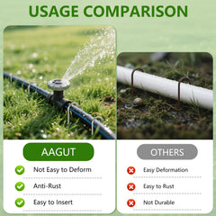 AAGUT landscape stakes holding drip tubing flush to soil to prevent movement