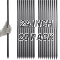 AAGUT front pack of 20 rebar stakes showing quantity and heavy-duty benefit