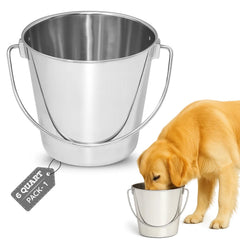 AASPIRE PETS front view bucket showing sturdy stainless steel for long-lasting use