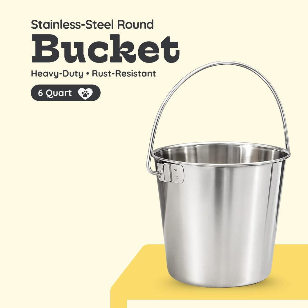 AASPIRE PETS bucket with water for scale showing 1.5-gallon holding capacity