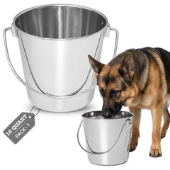AASPIRE PETS front view stainless steel bucket showing durable shape and capacity