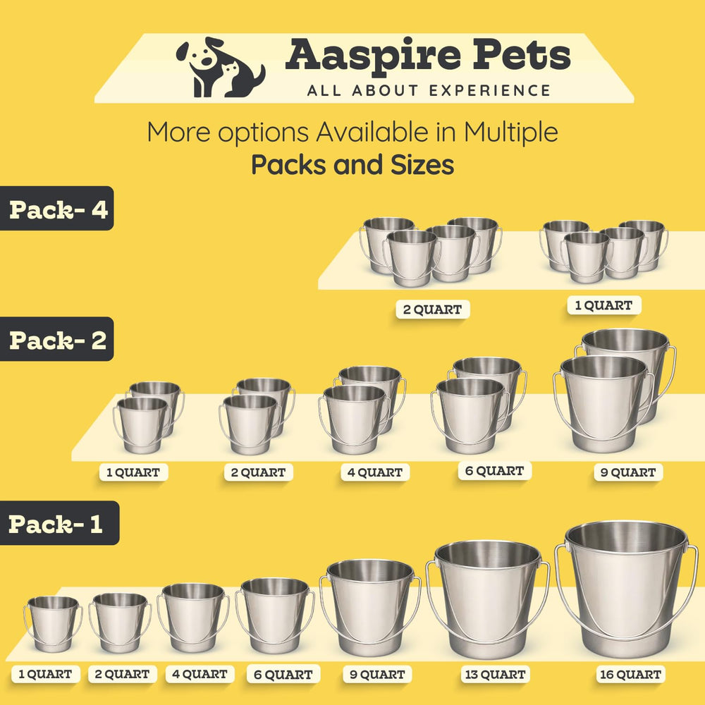 AASPIRE PETS packaging label and measurements image showing capacity and dimensions