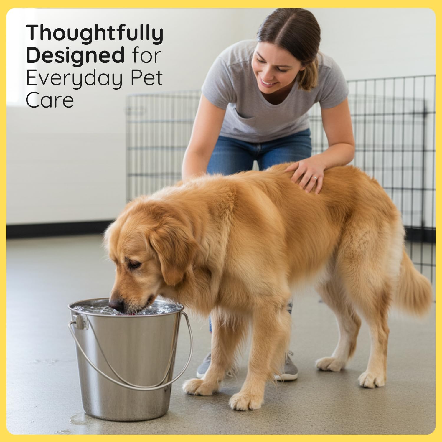 AASPIRE PETS bucket filled with water demonstrating generous 3.25 gallon capacity