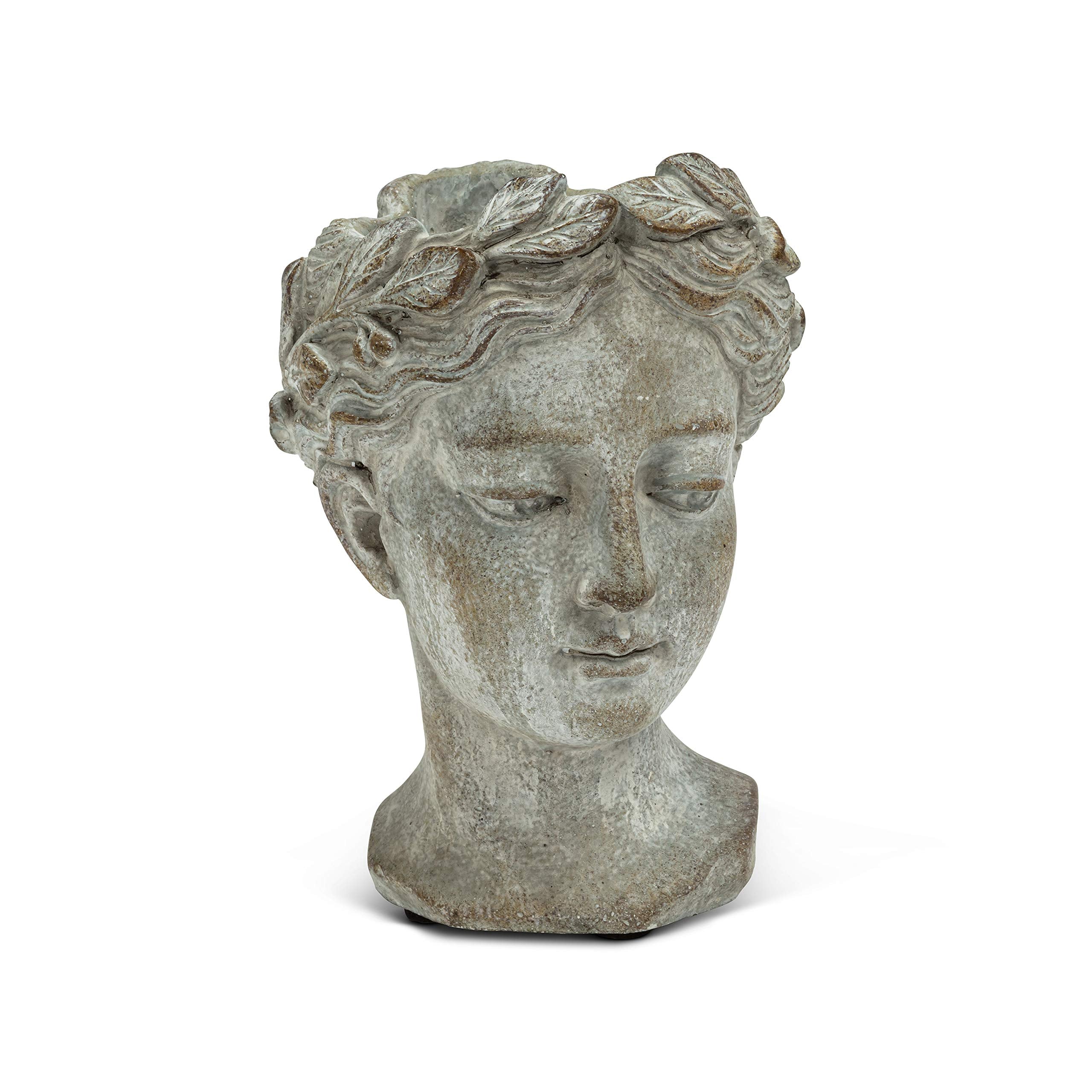 Abbott Collection front view of woman head planter showing sculptural charm and plant display benefit