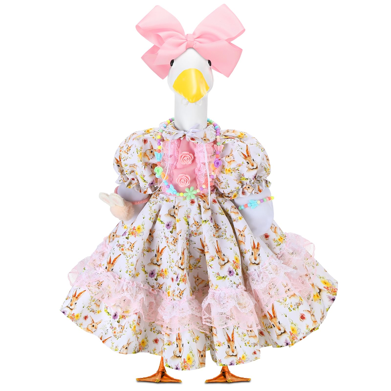 Abbylike front view of goose outfit showing festive Easter charm