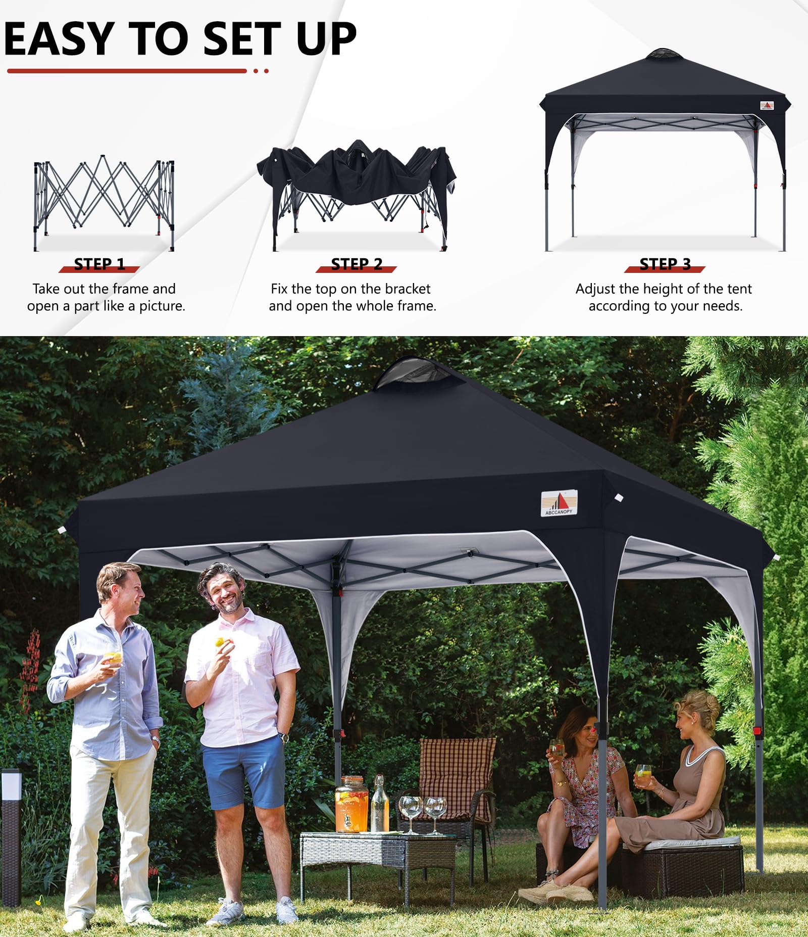 ABCCANOPY assembled in backyard party creating reliable shelter and comfort