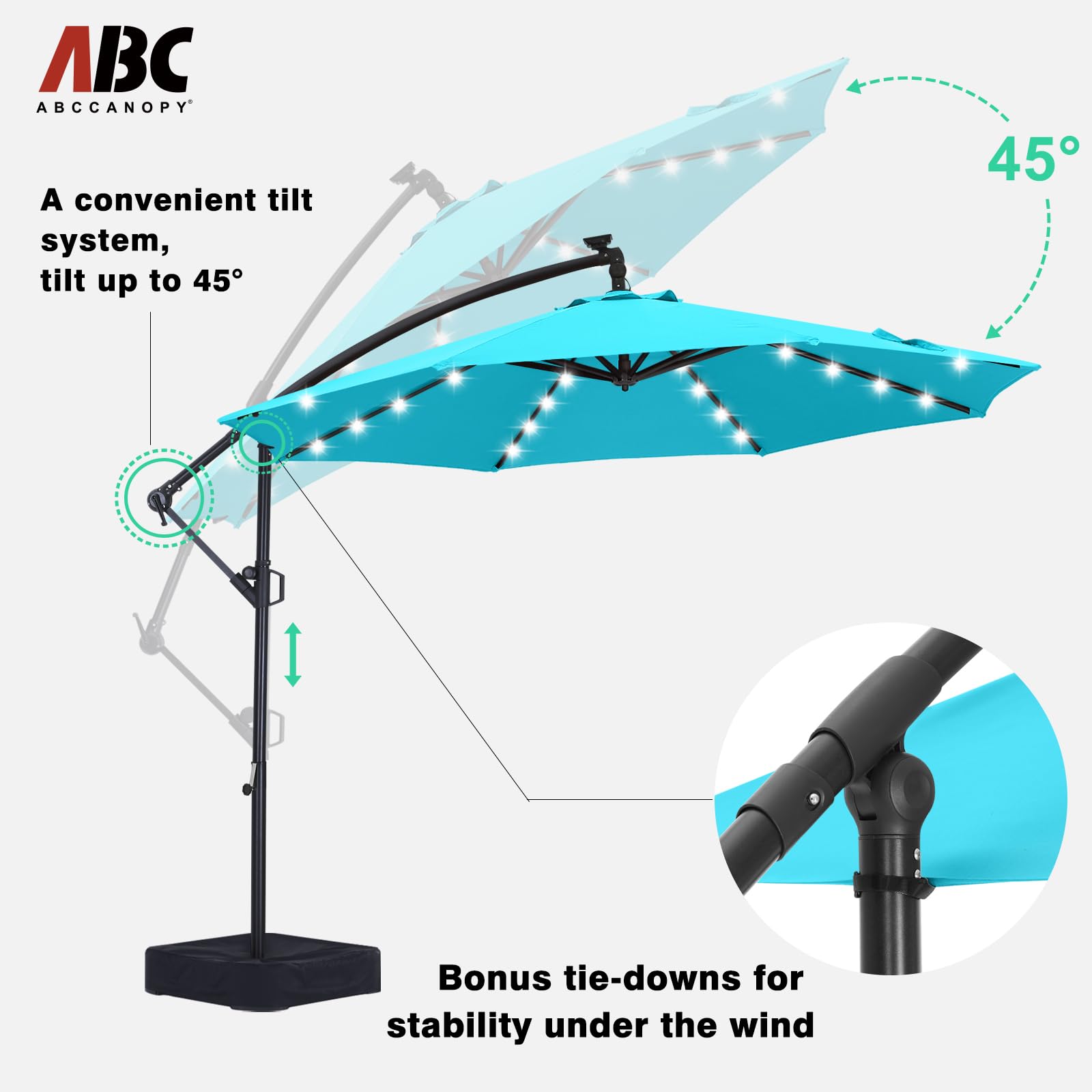 ABCCANOPY cross base with weight bag installed for secure outdoor anchoring
