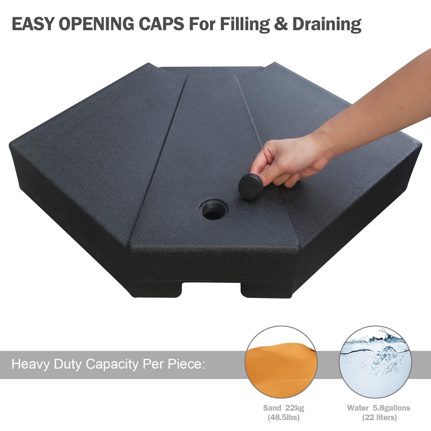 ABCCANOPY fill spout and metal handle detail for easy filling and carrying