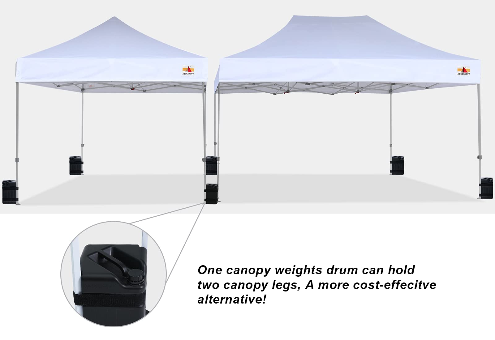 ABCCANOPY single bottle filled with water demonstrating portable ballast benefit