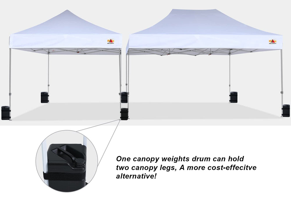 ABCCANOPY single bottle filled with water demonstrating portable ballast benefit