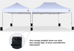 ABCCANOPY single bottle filled with water demonstrating portable ballast benefit
