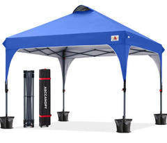 ABCCANOPY front view showing blue canopy and stable shelter benefit