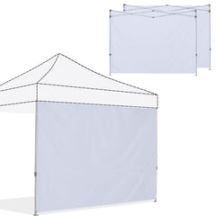 ABCCANOPY front view of three white sidewalls showing coverage and neat fit