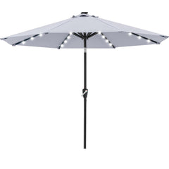 ABCCANOPY front view of 11ft grey patio umbrella showing full canopy and lighting benefit