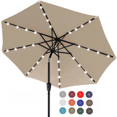 ABCCANOPY front view of 11ft khaki umbrella providing broad shade