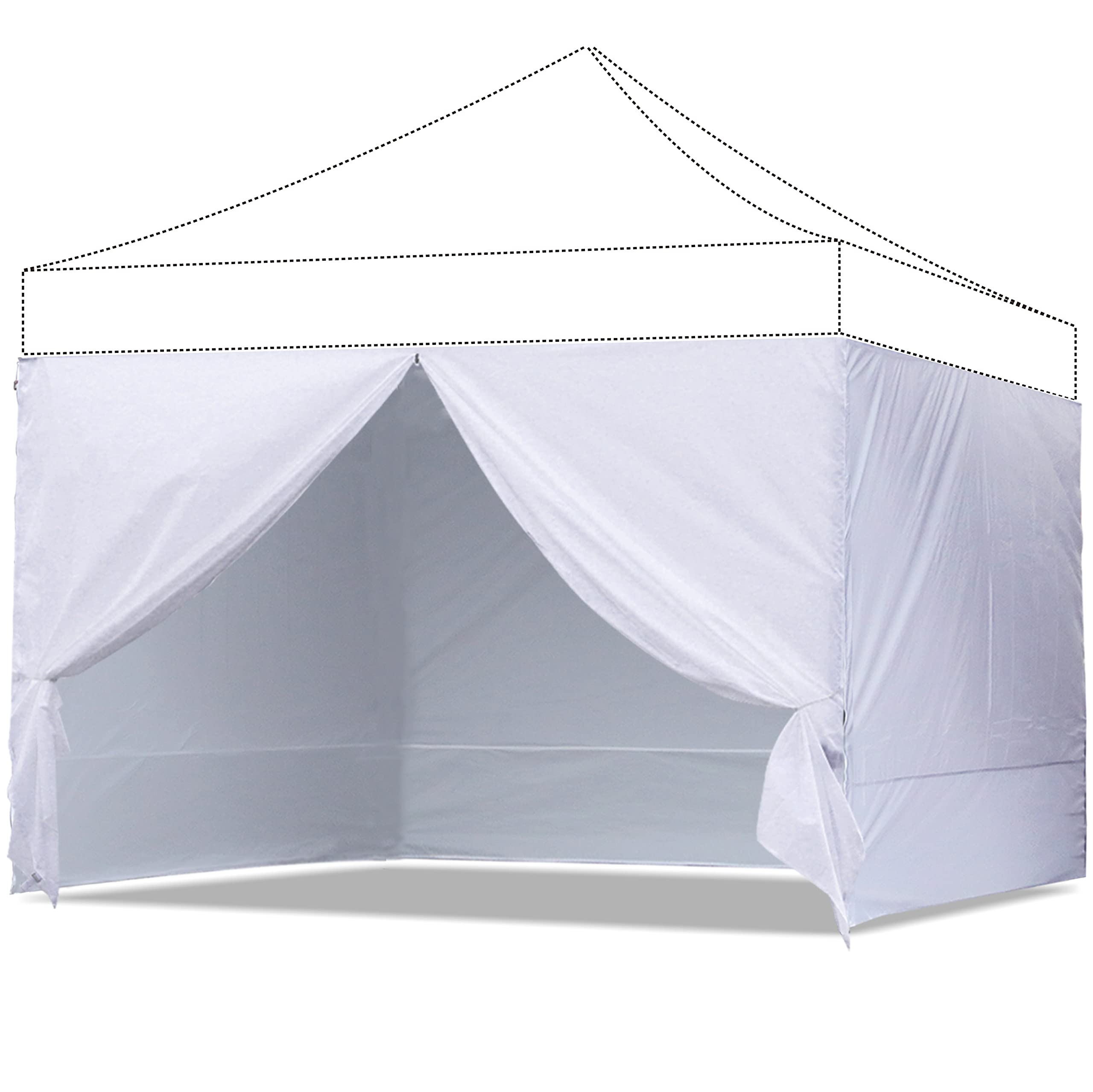 ABCCANOPY front view of four white side walls showing full enclosure and privacy