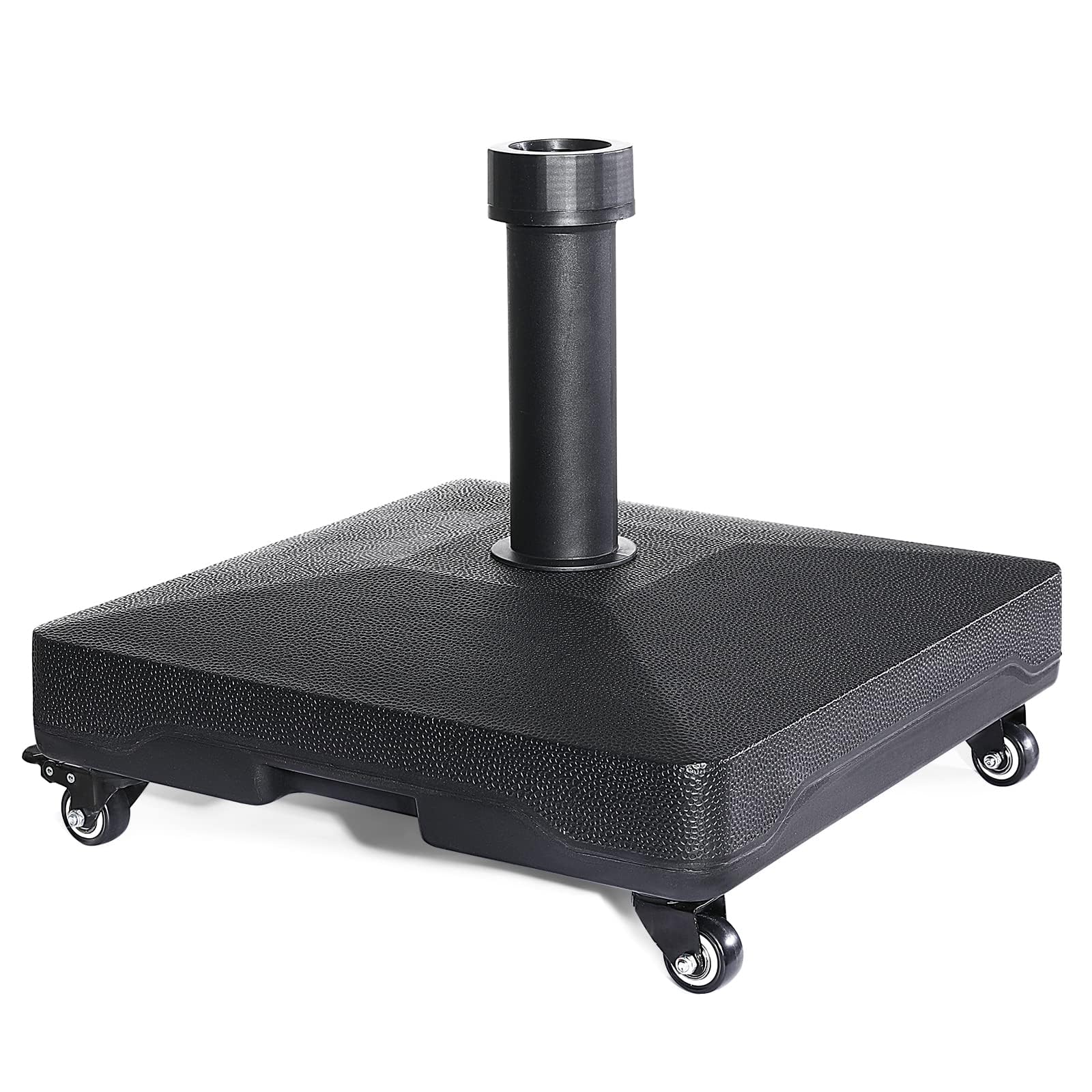 ABCCANOPY front view of black umbrella base showing stability and sleek design