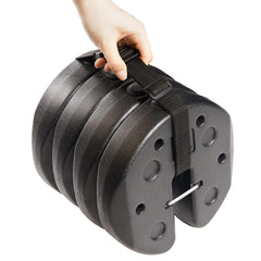 ABCCANOPY front view showing four prefilled weights for quick setup and secure anchoring