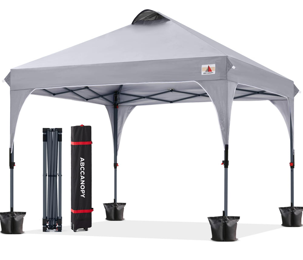 ABCCANOPY front view gray canopy providing quick shade for gatherings
