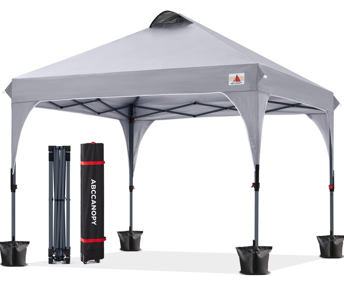 ABCCANOPY front view gray canopy providing quick shade for gatherings