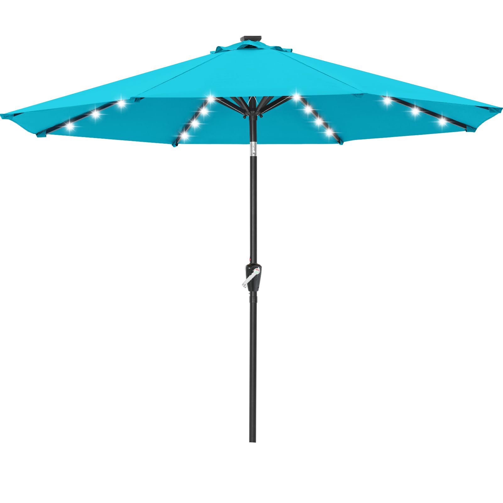 ABCCANOPY front view of 9ft Lake umbrella showing full canopy and lighting benefit