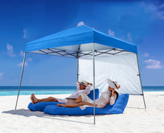 ABCCANOPY front view royal blue canopy showing shade and easy setup benefit