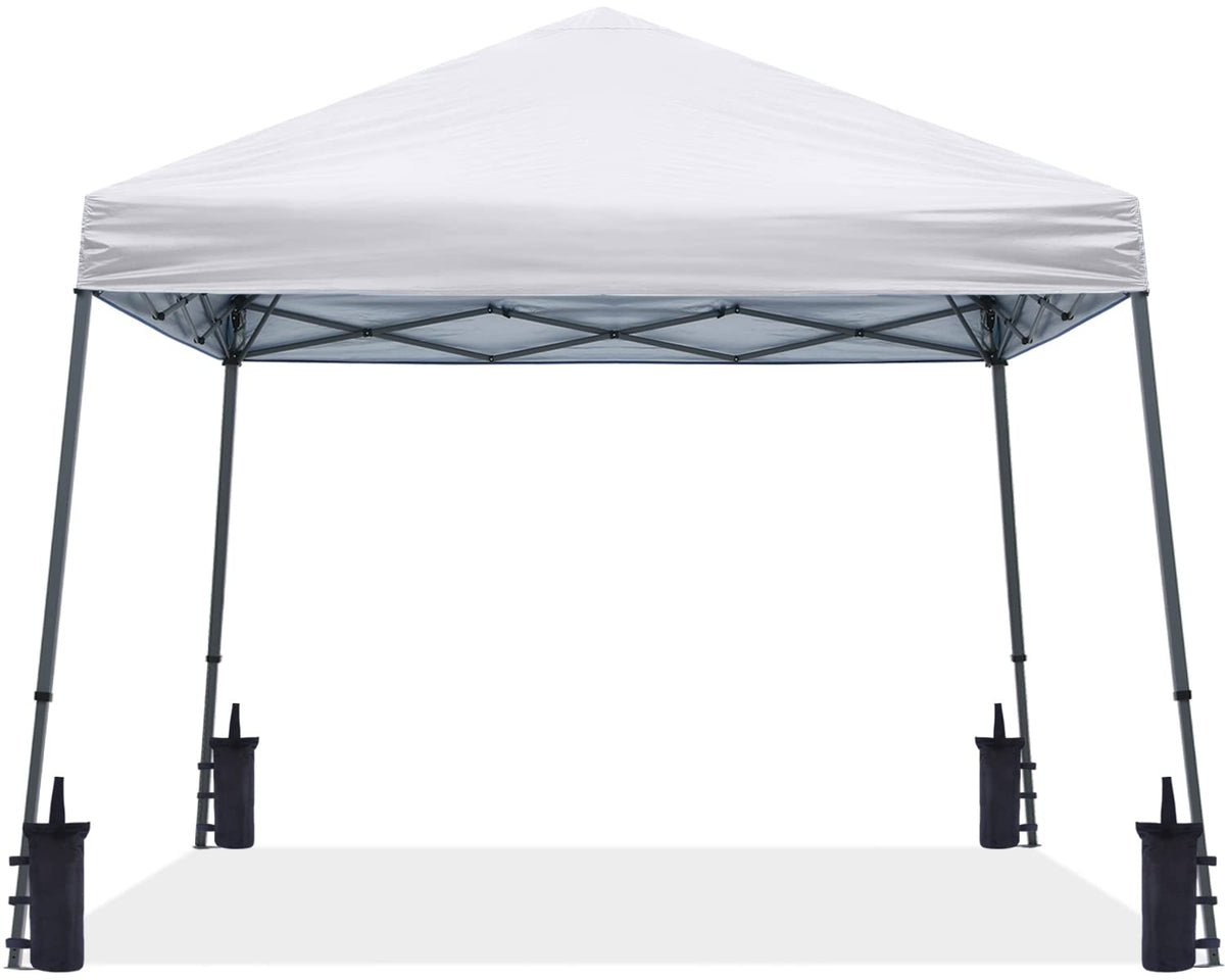 ABCCANOPY front view of white canopy showing full shelter and easy access benefit