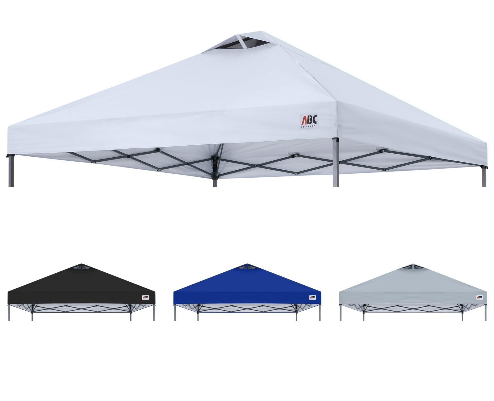 ABCCANOPY front view of white replacement top showing full coverage and protection