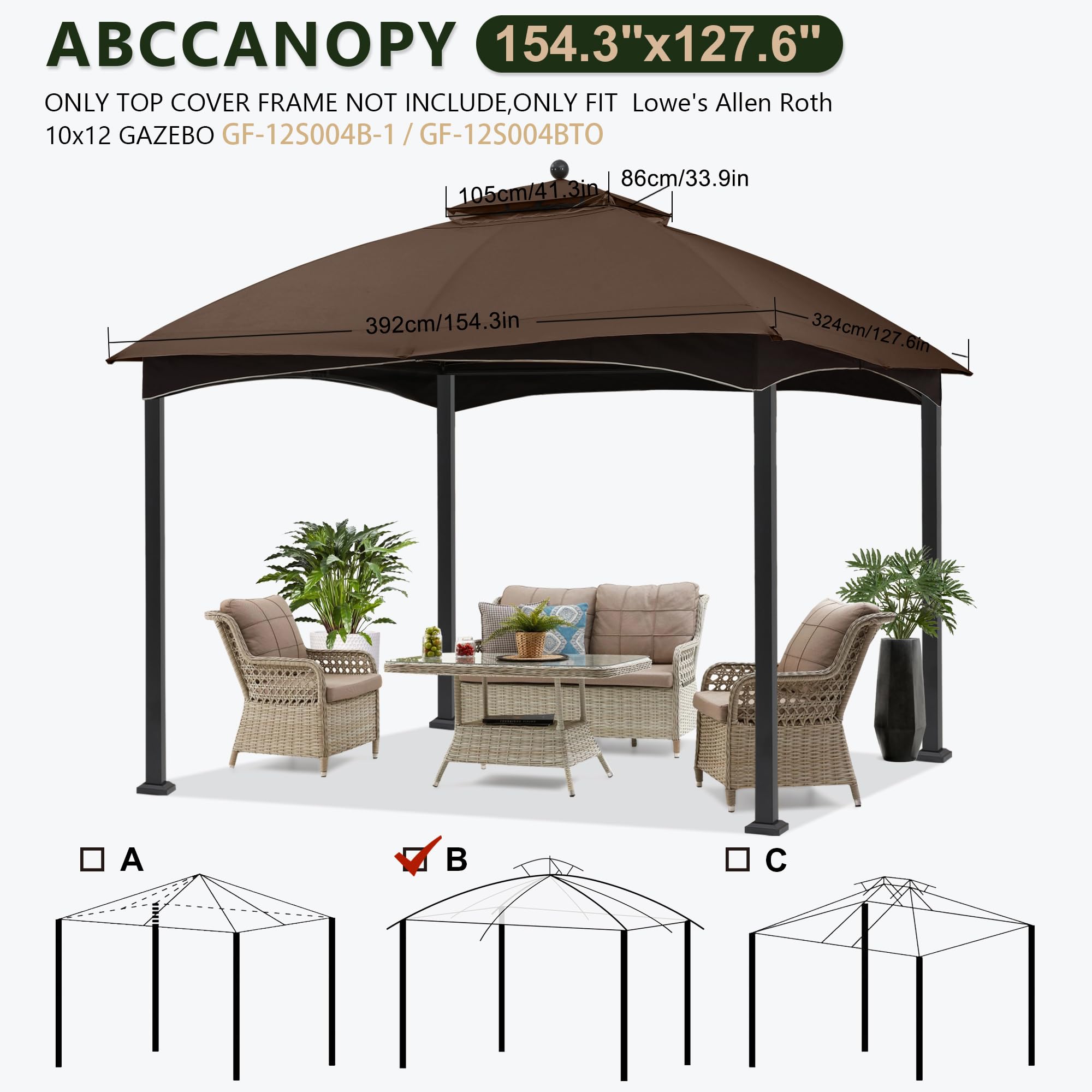 ABCCANOPY canopy next to measuring tape confirming 12x10 fit