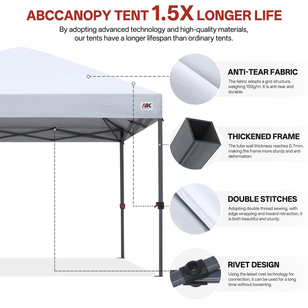 ABCCANOPY adjustable leg locking system for custom height and stability