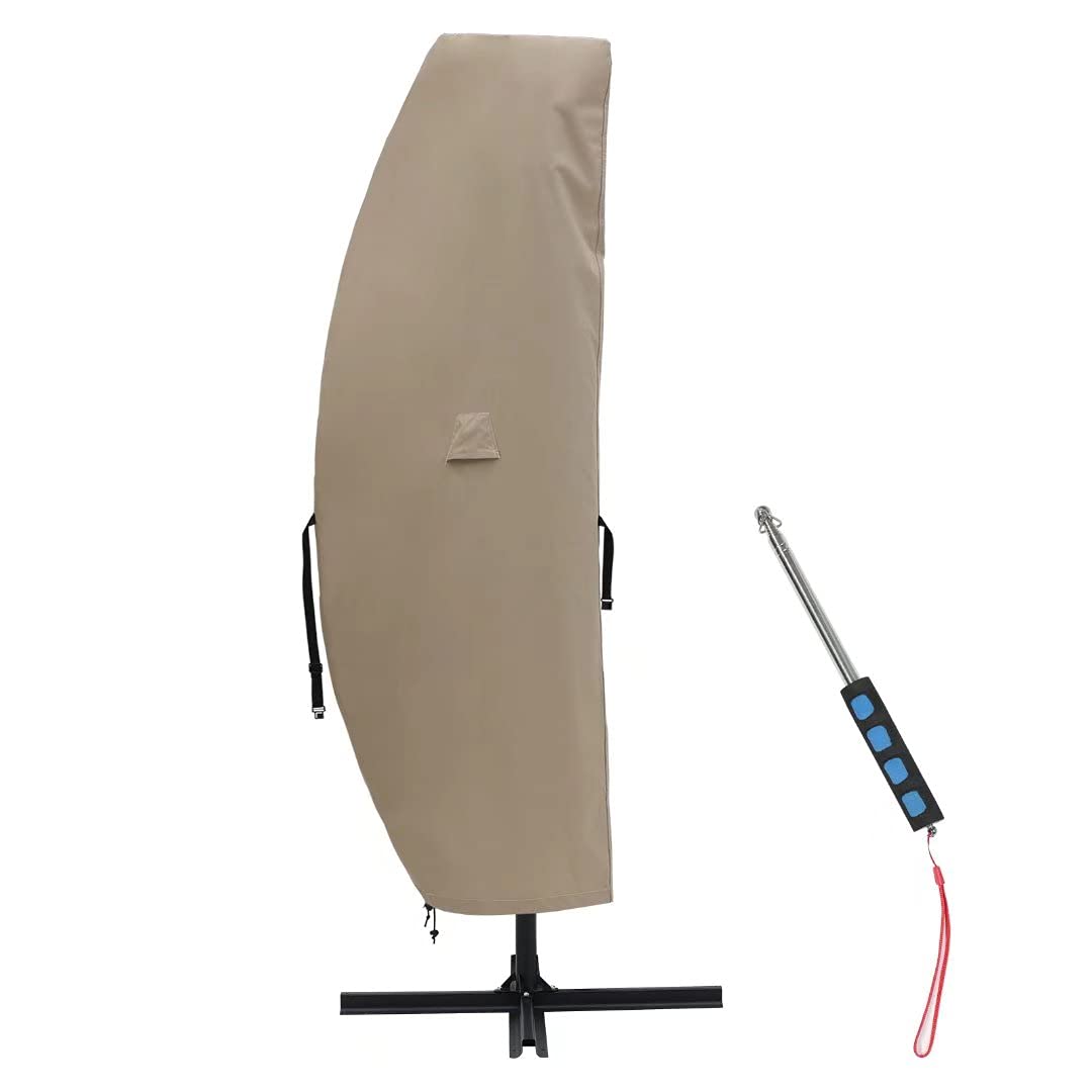 ABCCANOPY cover fitted on cantilever umbrella in garden for all-season defense
