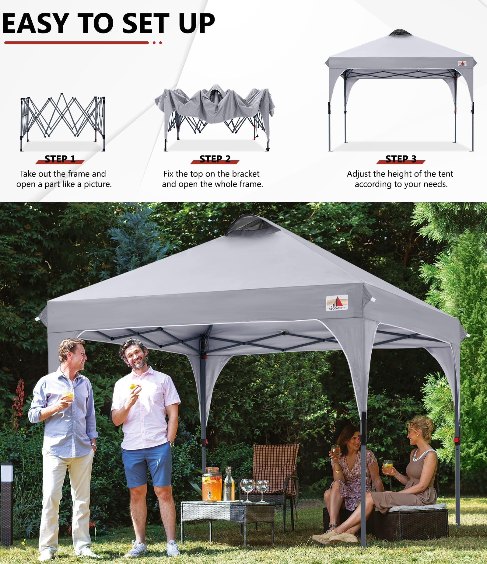 ABCCANOPY wheeled bag with canopy packed for convenient transport