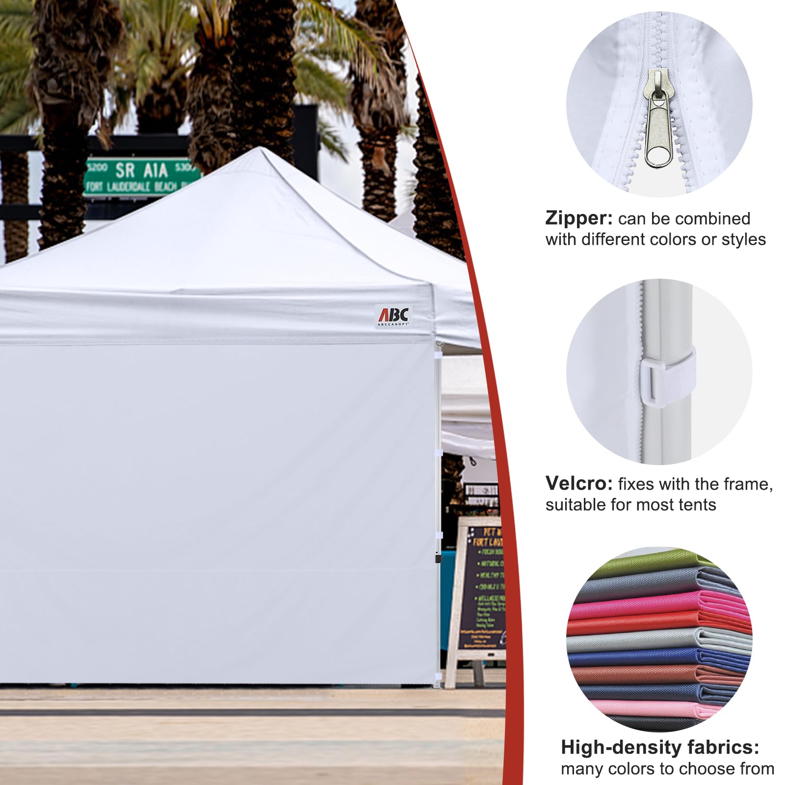 ABCCANOPY sidewall installed on canopy demonstrating weather protection