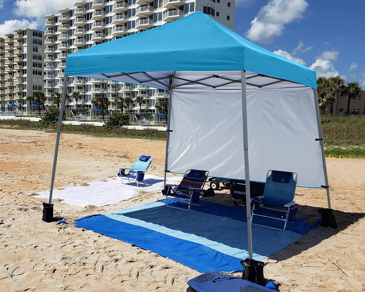 ABCCANOPY size comparison with person to show scale and headroom benefit