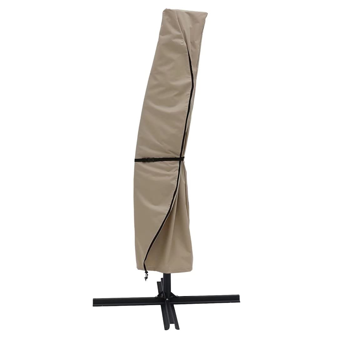 ABCCANOPY cover beside chair showing scale and compatibility with large umbrellas