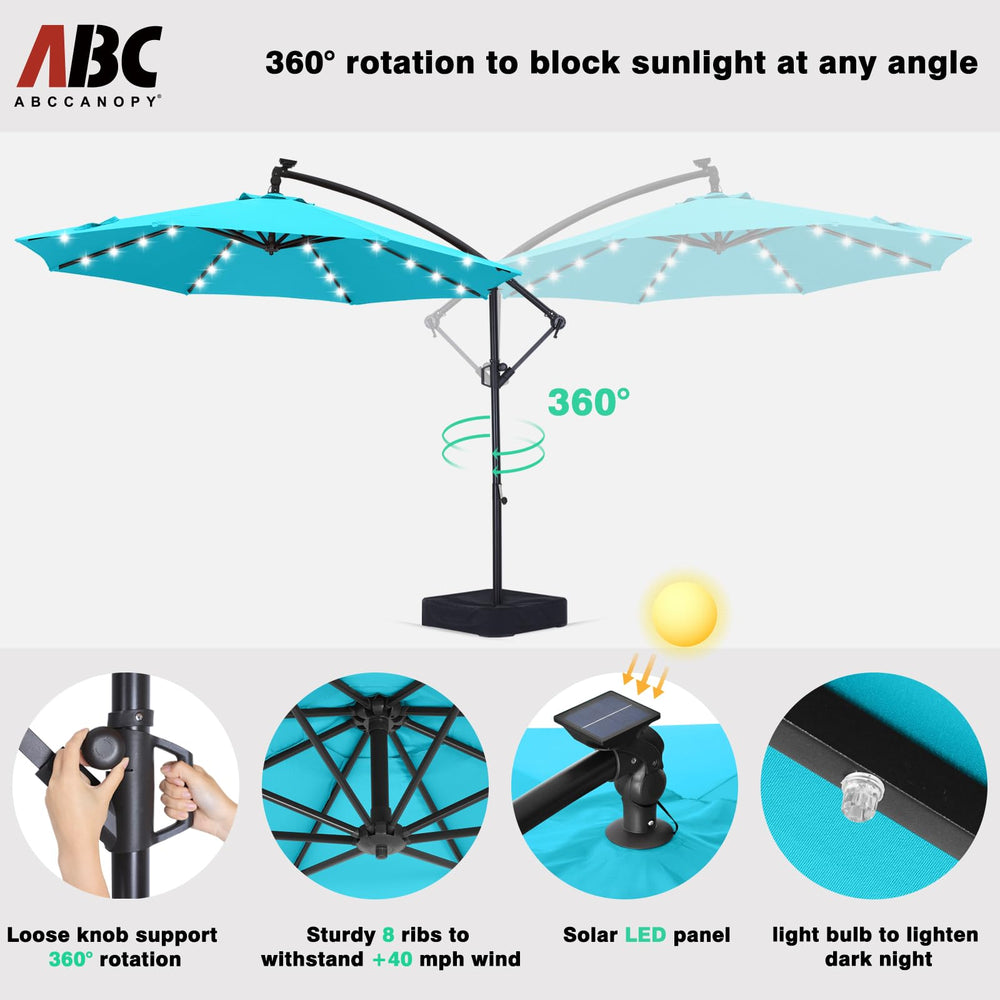 ABCCANOPY solar panel and LED lights on top providing energy-free nighttime lighting