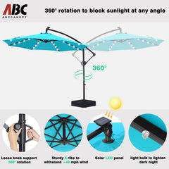 ABCCANOPY solar panel and LED lights on top providing energy-free nighttime lighting