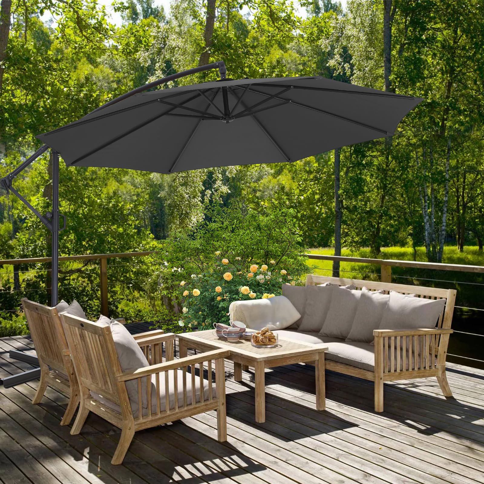 ABCCANOPY ergonomic tilt handle close-up allowing easy adjustable shading
