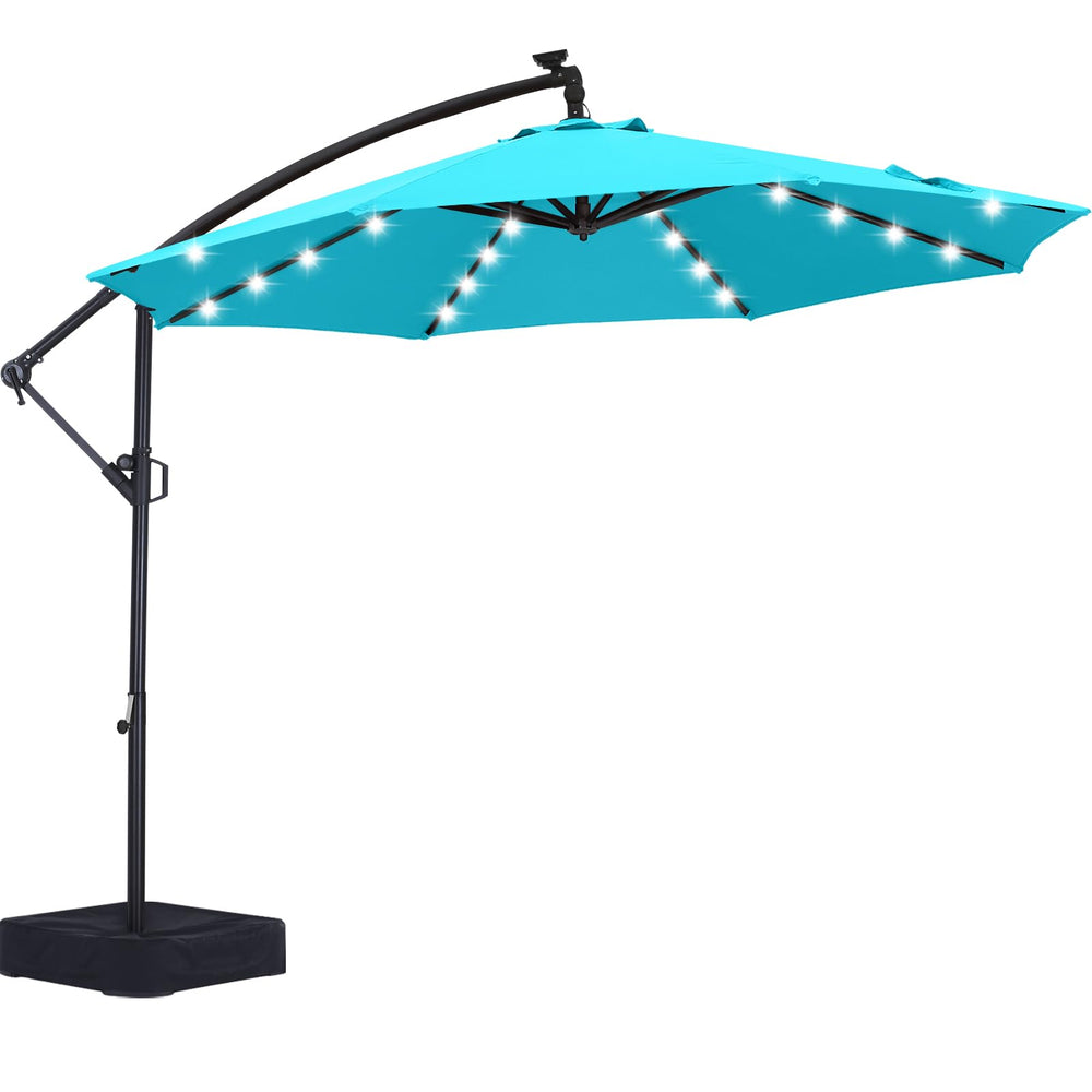 ABCCANOPY turquoise umbrella front view showing full 10ft canopy and shade coverage