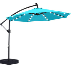 ABCCANOPY turquoise umbrella front view showing full 10ft canopy and shade coverage