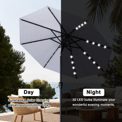 ABCCANOPY open umbrella over patio table providing shade and night lighting