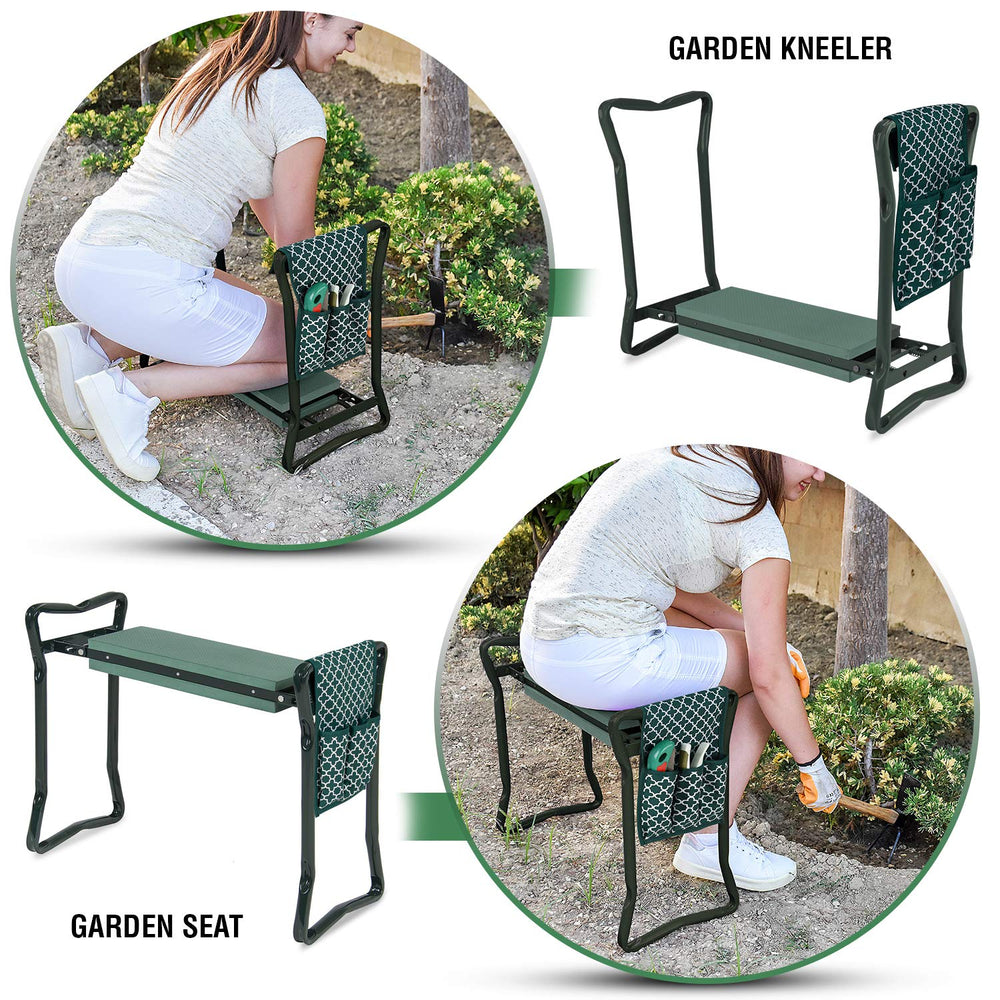 Abco Tech lifestyle shot of gardener using stool for efficient work