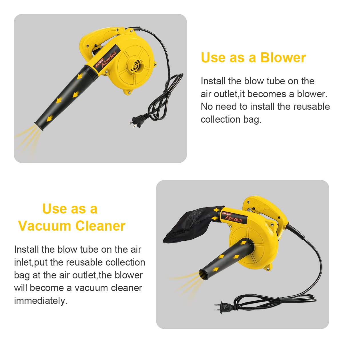 Abeden vacuum mode collecting pet hair into dust bag for cleaner interiors
