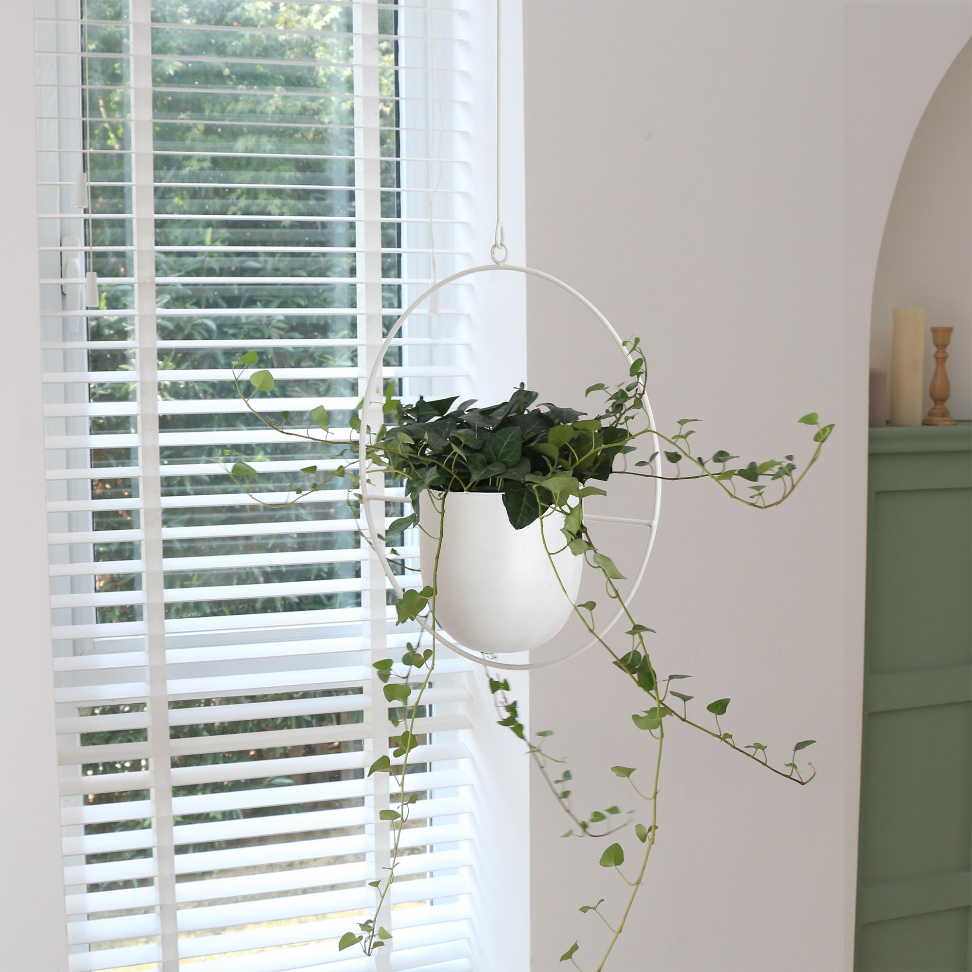 ABETREE planter suspended from ceiling illustrates hanging installation and vertical styling benefit